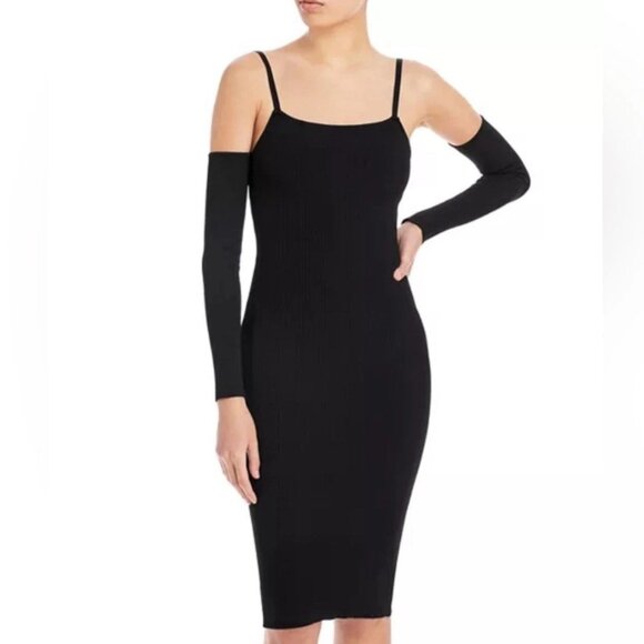 Alice + Olivia Black Evia Fitted Knit Spaghetti Strap Dress MSRP $465 XS - Picture 1 of 4